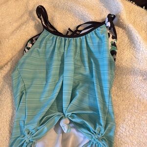 Green and black tankini top